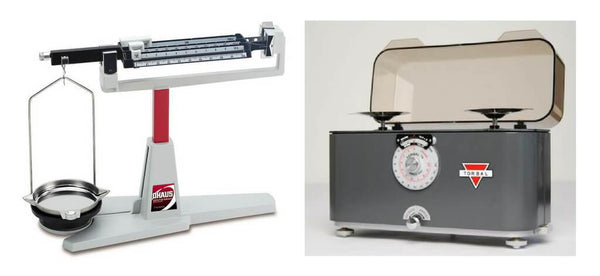 An Ohaus Dial-O-Gram balance and a Torbal Torsion balance.